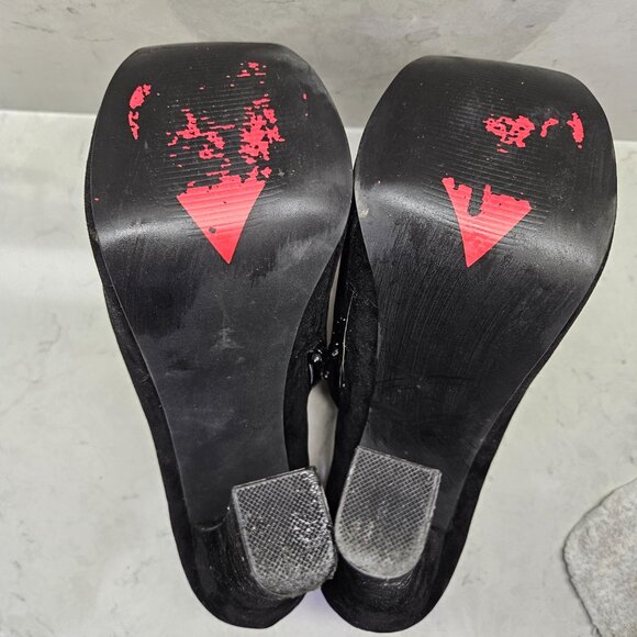 Luichiny Black Faux Suede "Mighty Miss" Platform Block Heel Stud Boots - size 9 - Picture 7 of 7